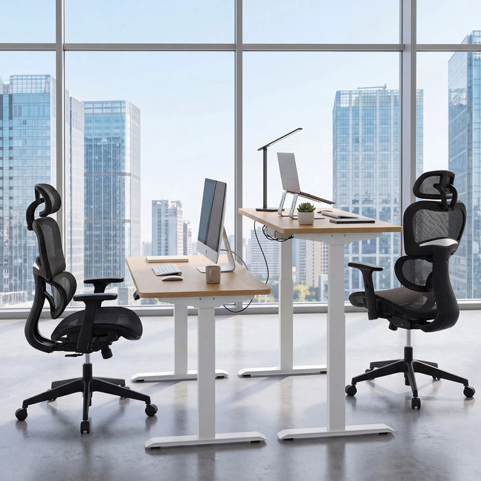 Ergonomic Mesh Office Chair with Lumbar Support & Adjustable Headrest Armrests-