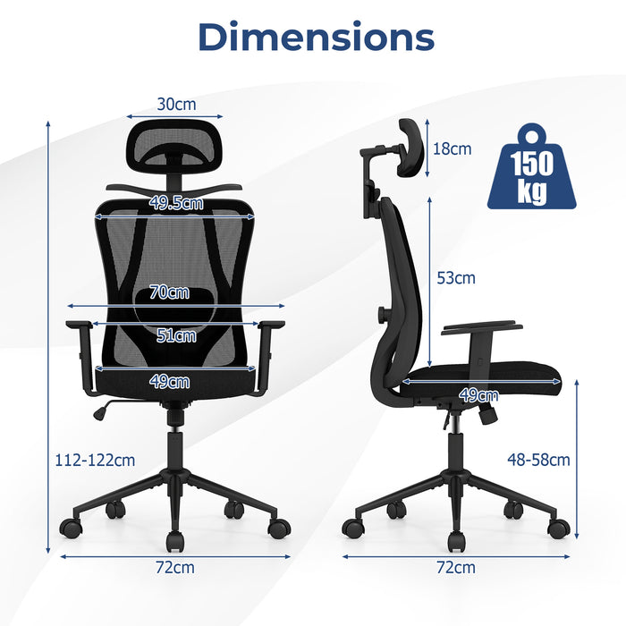 Ergonomic Office Chair with 3D Headrest and Adjustable Lumbar for Office-