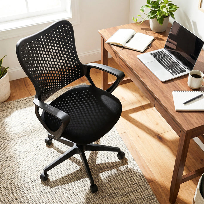 Ergonomic Office Chair with Padded Cushion and Butterfly Backrest Adjustable Swivel-Red