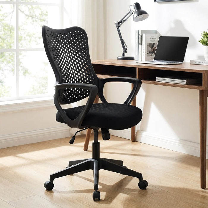 Ergonomic Office Chair with Padded Cushion and Butterfly Backrest Adjustable Swivel-Red