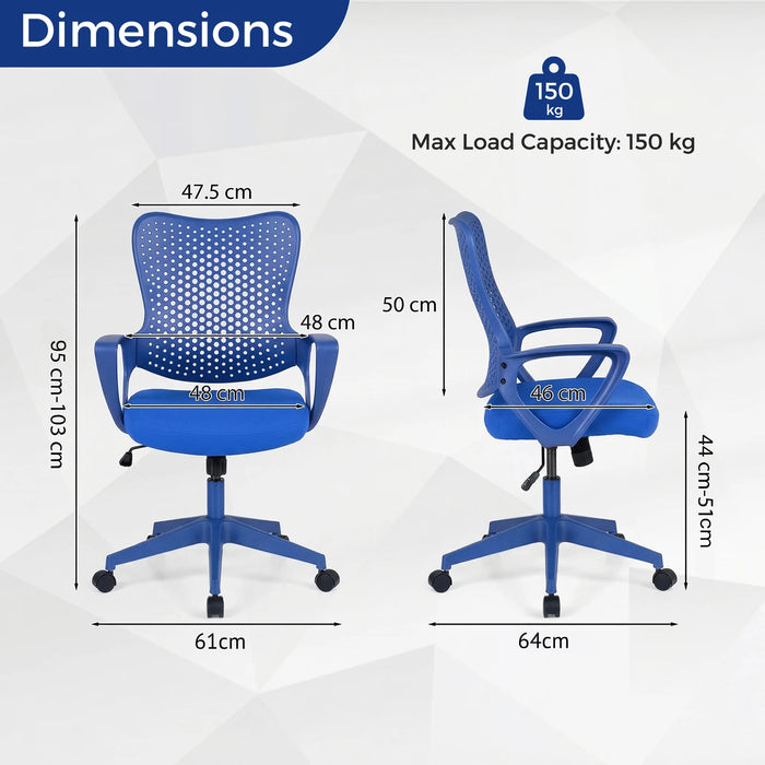 Ergonomic Office Chair with Padded Cushion and Butterfly Backrest Adjustable Swivel-Red
