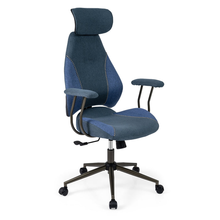 Ergonomic Office Chair with Flax Fabric and 2D Headrest