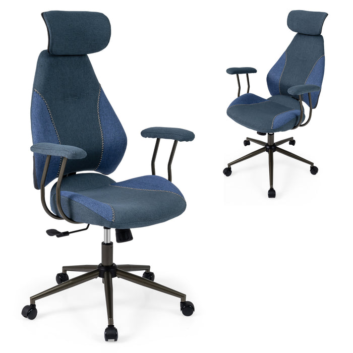 Ergonomic Office Chair with Flax Fabric and 2D Headrest