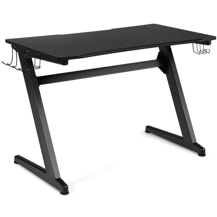 Ergonomic Gaming Computer Desk with Cup and Headphone Holder