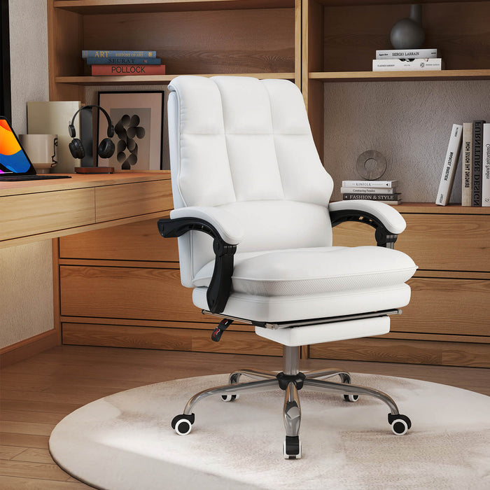 Ergonomic Office Chair PU Leather Adjustable Swivel with Reclining Backrest-Grey