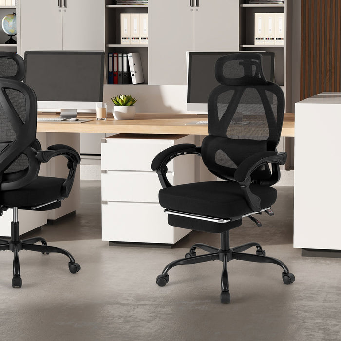 Ergonomic Office Chair High Back Mesh Desk Chair with Retractable Footrest-