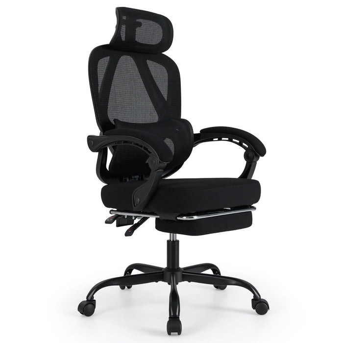 Ergonomic Office Chair High Back Mesh Desk Chair with Retractable Footrest-