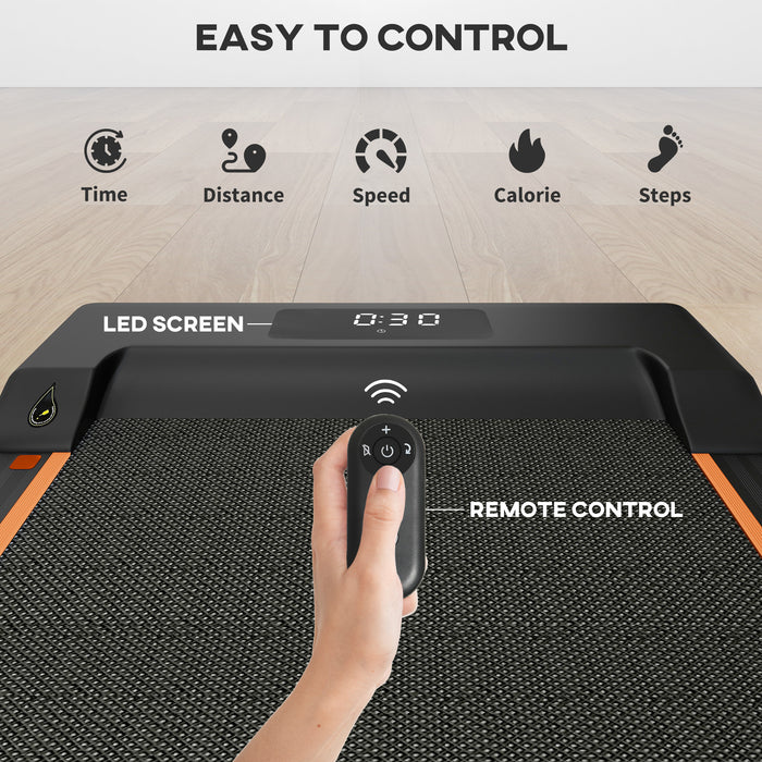 2.5HP Compact Walking Treadmill - Foldable Design with Remote Control and LED Display, 1-6km/h Speed Range - Ideal for Home Gym and Office Fitness, Vibrant Orange