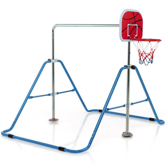Expandable Gymnastics Bar with Basketball Hoop for Kids Juniors-