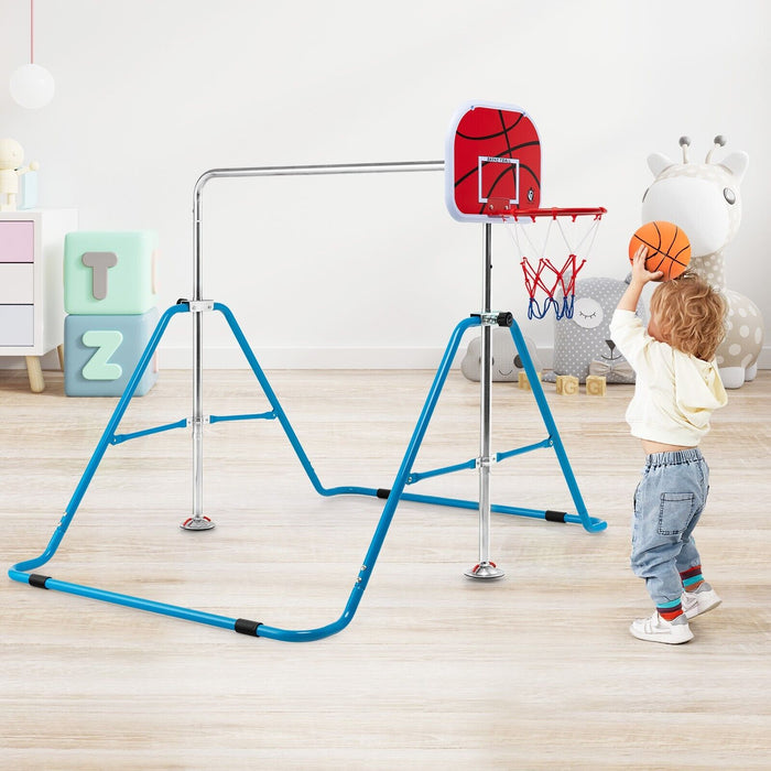 Expandable Gymnastics Bar with Basketball Hoop for Kids Juniors-