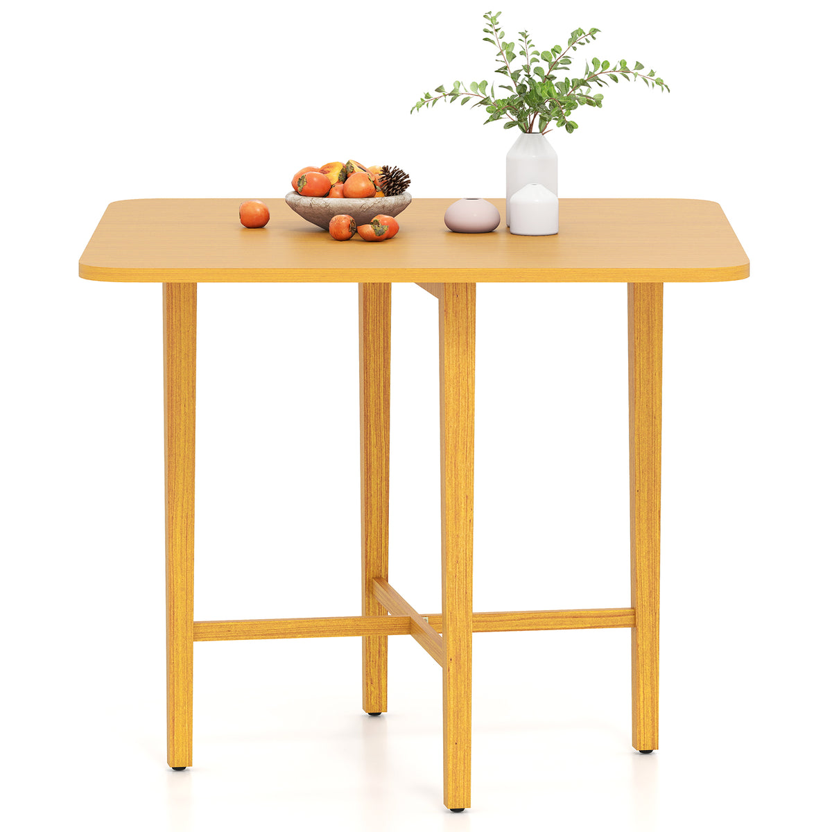 Extendable Dining Table Drop Leaf Kitchen Table for Small Spaces with X-shaped Frame-Natural
