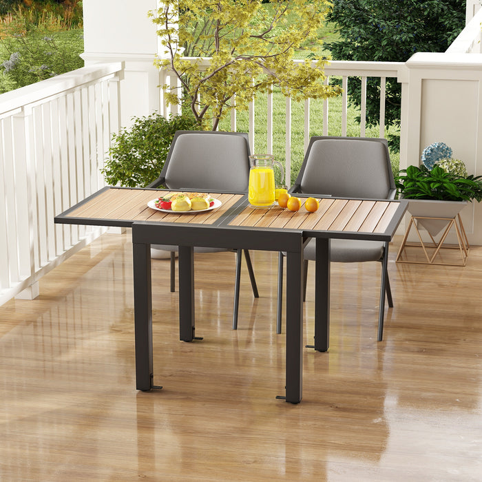 Extendable Wood-like Patio Dining Table with Stable Legs-