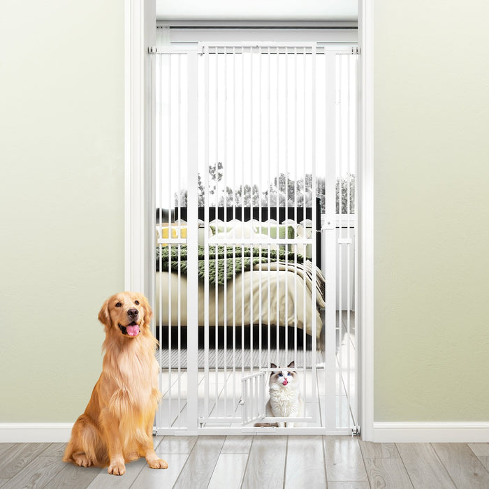 Extra Tall Pet Gate Heavy-Duty Metal Cat Gate with Wide Opening-