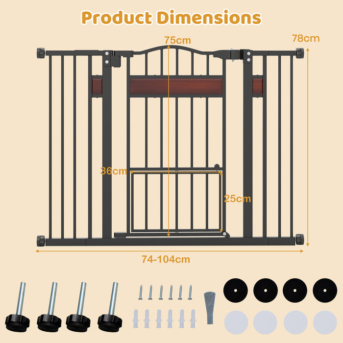 Extra Wide Walk Through Pet Gate for 74-104 cm Openings-