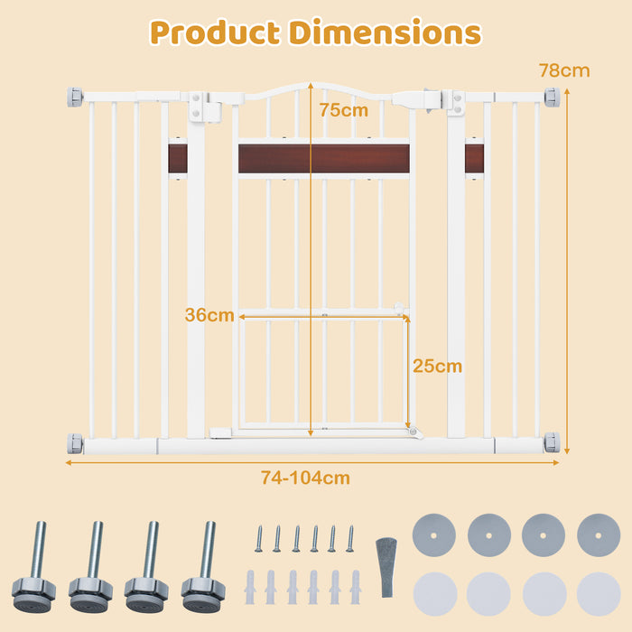 Extra Wide Walk Through Pet Gate for 74-104 cm Openings-