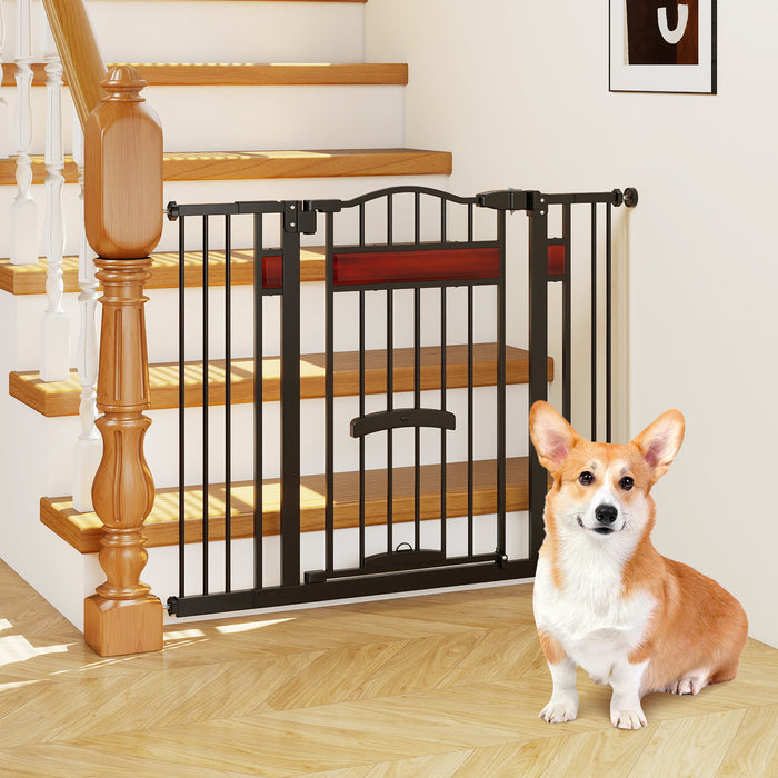 Extra Wide Walk Through Pet Gate with Small Door and 2 Extensions-