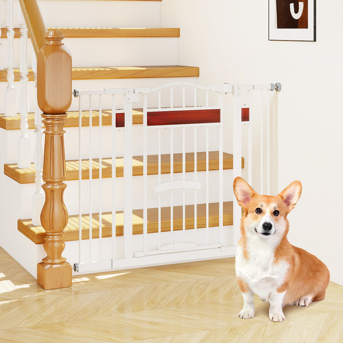 Extra Wide Walk Through Pet Gate with Small Door and 2 Extensions-