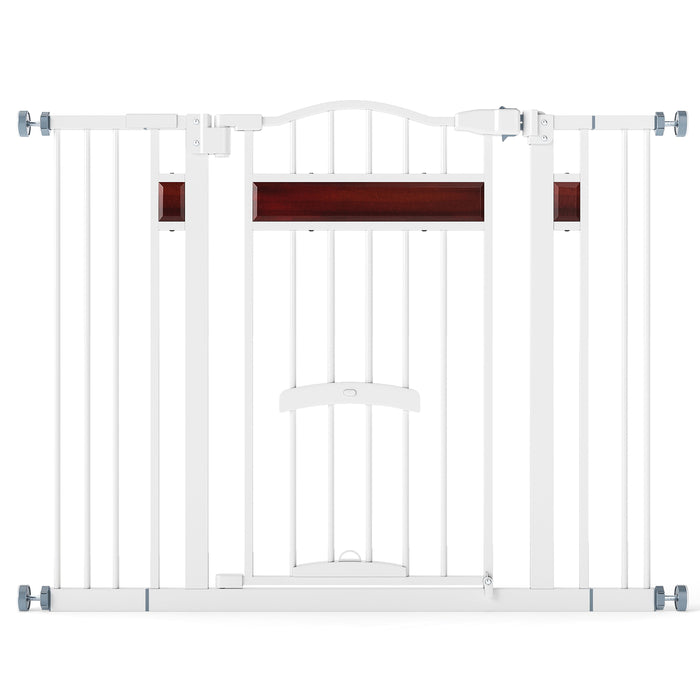 Extra Wide Walk Through Pet Gate with Small Door and 2 Extensions-