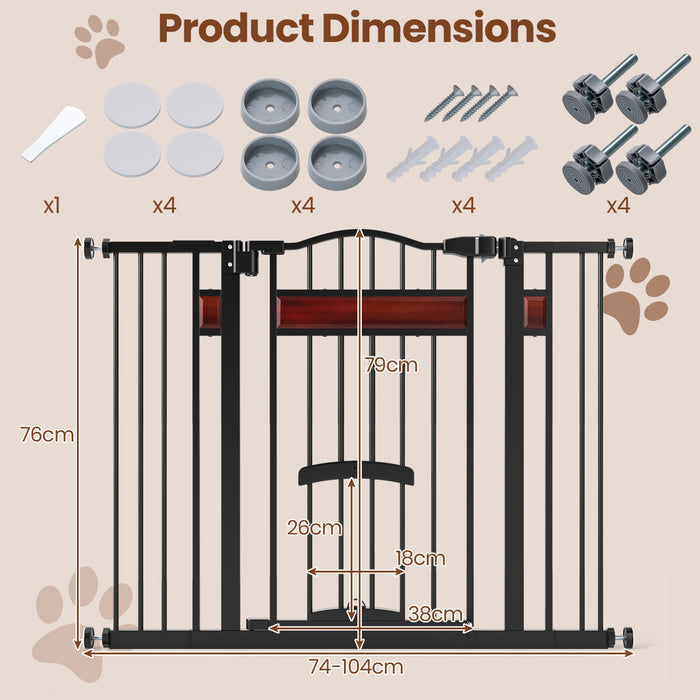 Extra Wide Walk Through Pet Gate with Small Door and 2 Extensions-