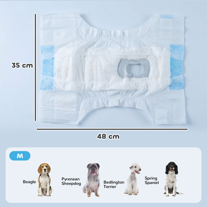 PawHut Disposable Dog Diapers Female for M Dogs Incontinence or Excitable Urination and Training 48 Count