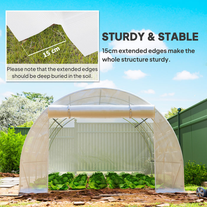 Outsunny 4 x 3 x 2m Greenhouse Replacement Cover ONLY Winter Garden Plant PE Cover for Tunnel Walk-in Greenhouse with Roll-up Windows Door Outdoor, White
