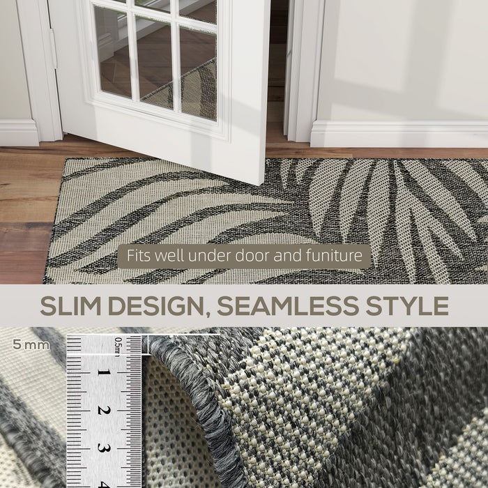HOMCOM UV Resistant Indoor & Outdoor Area Rug, Easy-Cleaning Machine Washable Rug for Patio, Garden, Kitchen, Bathroom or Living Room, 170 x 120 cm, Grey