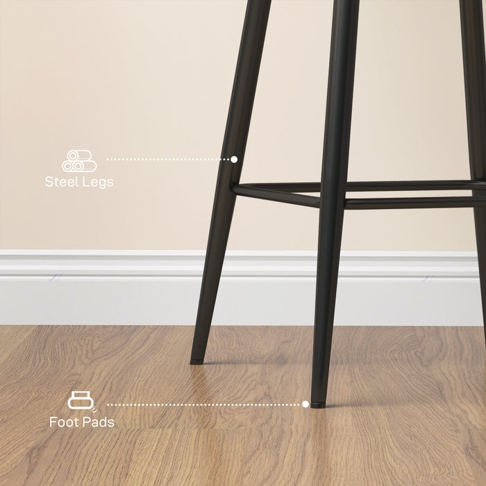 Velvet-Feel Barstool Duo - Luxurious Brown Upholstered Counter Seats - Elegant Seating for Home Bar or Kitchen Island