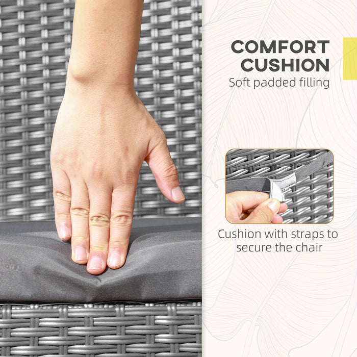 Outsunny Set of Four Armless Rattan Garden Chairs - Dark Grey