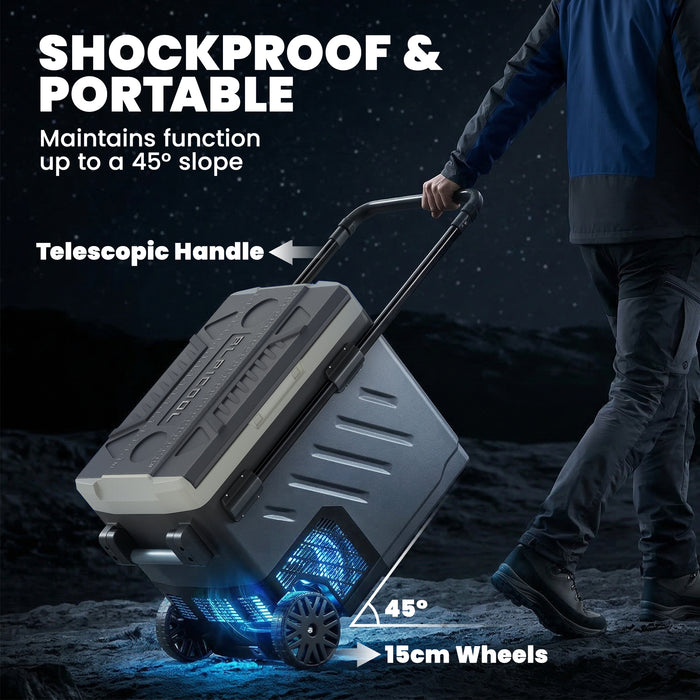 Outsunny 49L Compressor Car Fridge Freezer, Dual Zone Camping Refrigerator with App Control, Telescopic Handle, -20℃-20℃