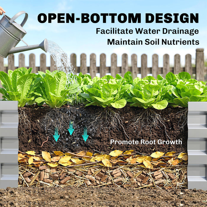 Weatherized Box Outsunny Square Raised Garden Bed Box with Weatherized Steel Frame for ...
