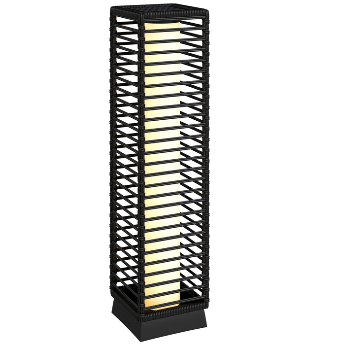 Outsunny Garden Rattan Lamp, 68 cm Solar Rattan Floor Lamp, Solar Garden Light with Auto On/Off LEDs, IP44 Waterproof, Black