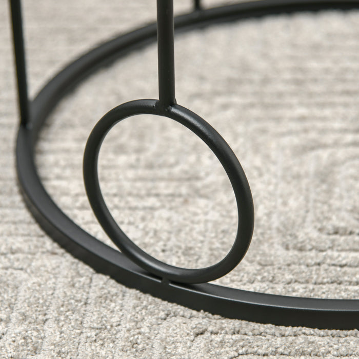 HOMCOM Nesting Round Coffee Table Set of 2 - Black