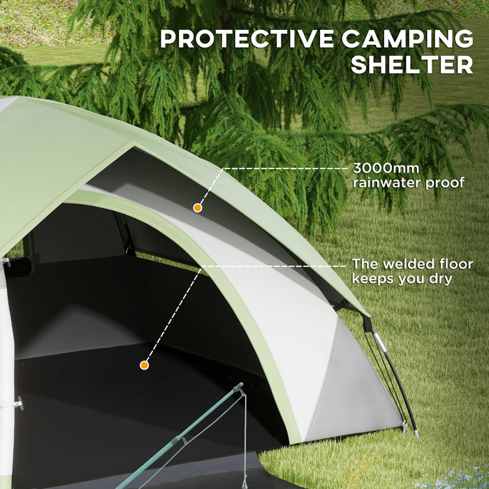 4-5 Person Single-Room Tent - 3000mm Waterproof with Sewn-in Groundsheet, Grey/Green - Ideal for Family Camping and Outdoor Adventures
