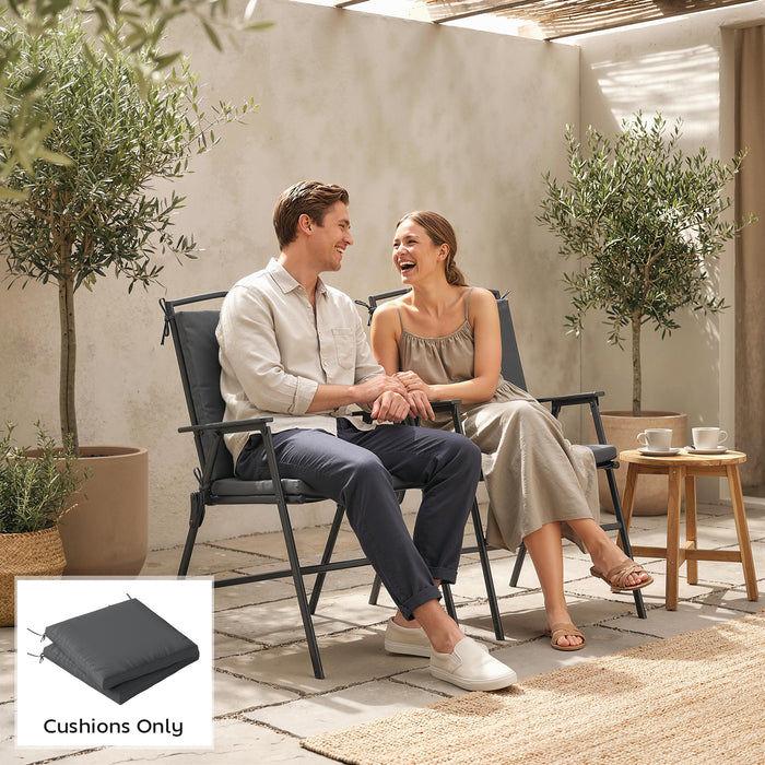 Outsunny Outdoor Seat Cushions Set of 2 with Ties, Waterproof Garden Seat Pads, Dark Grey