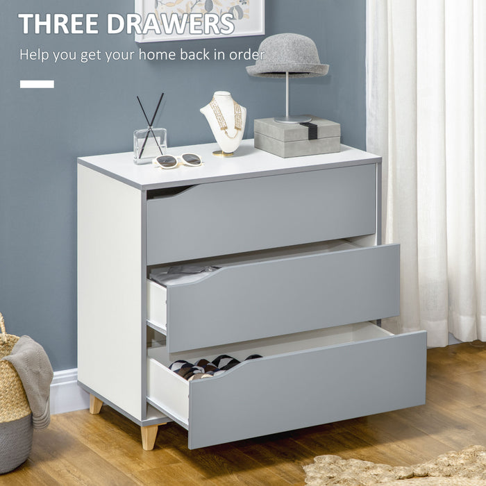 HOMCOM Bedroom Furniture Set, Wardrobe with Hanging Rail, 3 Drawer Chest of Drawers, Bedside Table with Drawer, Grey and White | Aosom UK