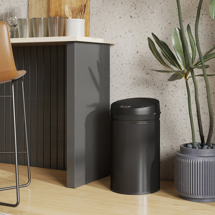 HOMCOM 30L Stainless Steel Sensor Bin - Black