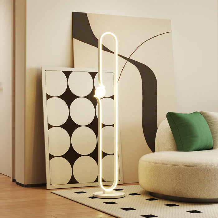 HOMCOM LED Floor Lamp, Dimmable Floor Standing Lamp with Glass Night Light, Foot Switch for Living Room, Bedroom, Office, White