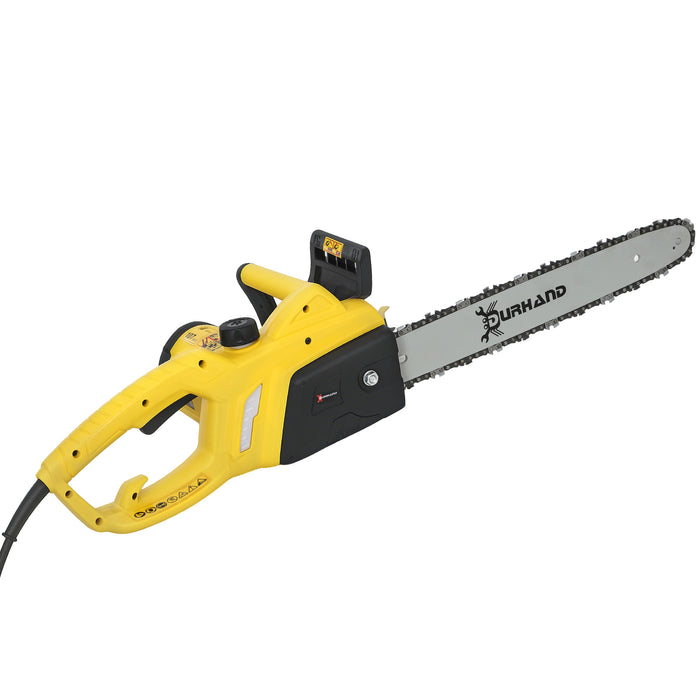 DURHAND Aluminium Chainsaw with Double Brake Protection and Blade Cover, 2000 W, 40 cm, for Wood, Trees and Branches, Yellow