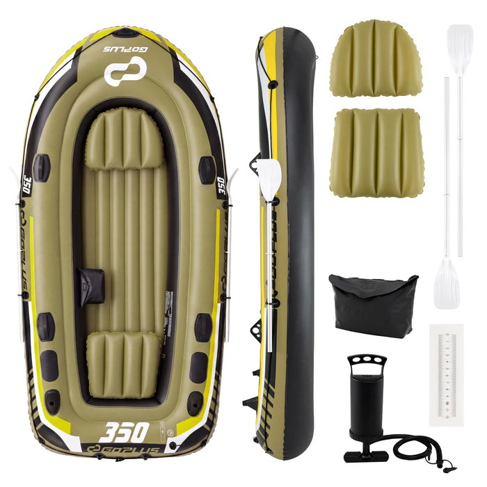 Inflatable 4-Person Fishing Raft with Oars and Pump and Rod Holders for Lake-