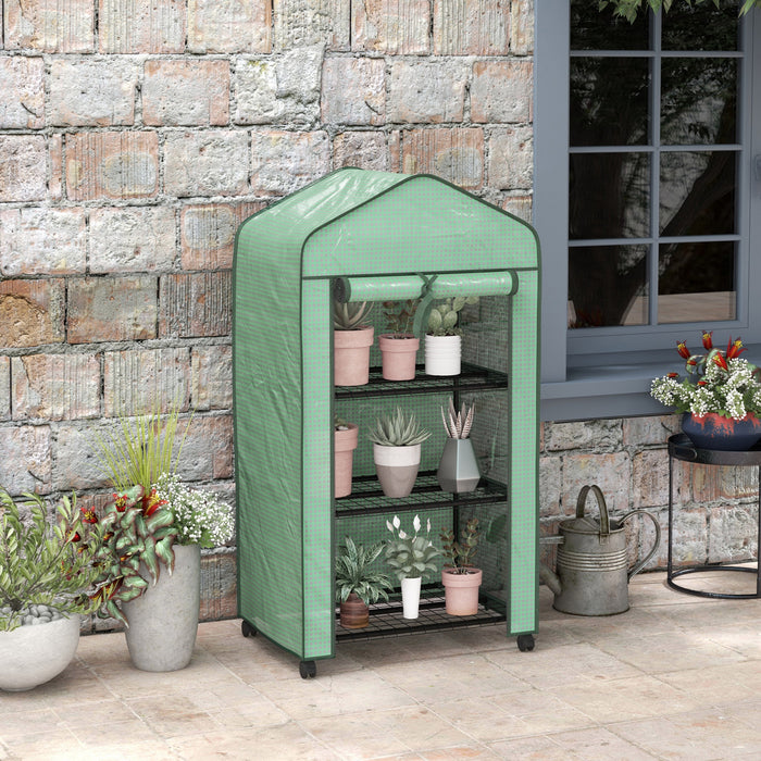 Outsunny Three-Tier Mini Greenhouse - Green | Aosom UK