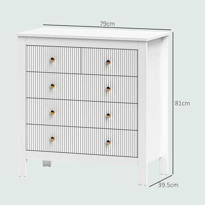 HOMCOM Elegant Chest of Five Drawers - White