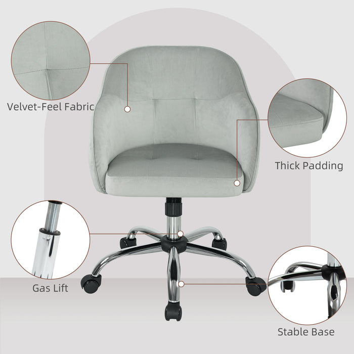 HOMCOM Velvet-feel Swivel Office Chair - Grey
