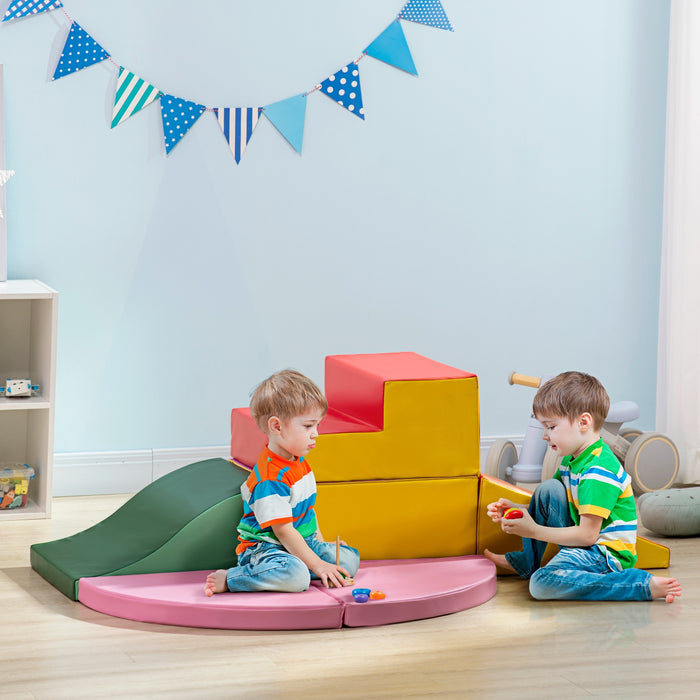 Kids' 6-Piece Soft Play Set - Climb and Crawl Foam Blocks in Red - Perfect for Active Toddlers and Young Children
