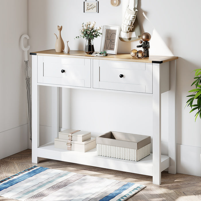 Farmhouse Console Table with 2 Drawers 106CM Long Entryway Table-