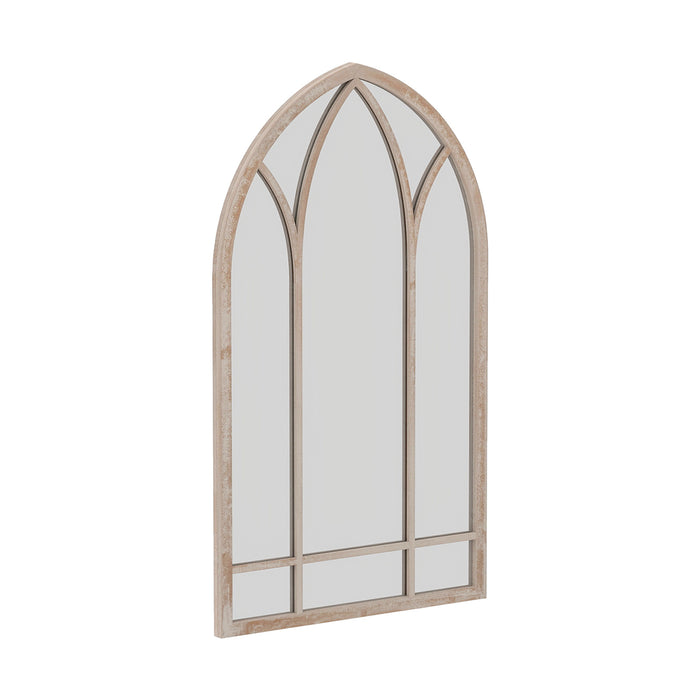 Farmhouse Window Pane Mirror Large Arched Wall Mounted Mirror with Metal Frame 83 x 48 cm-Grey
