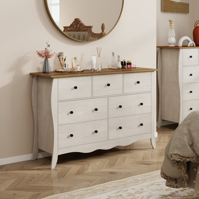 Farmhouse Dresser for Bedroom with 3 Folding Fabric Drawers-