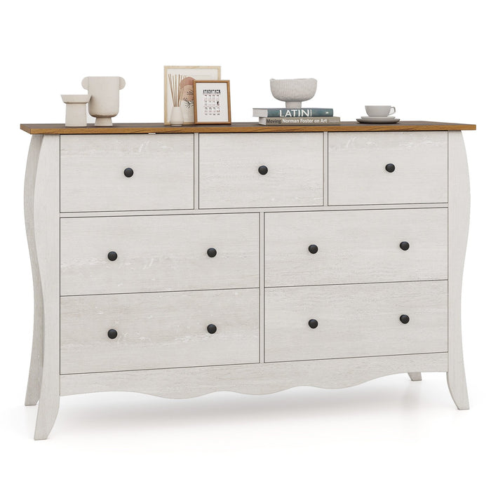 Farmhouse Dresser for Bedroom with 3 Folding Fabric Drawers-