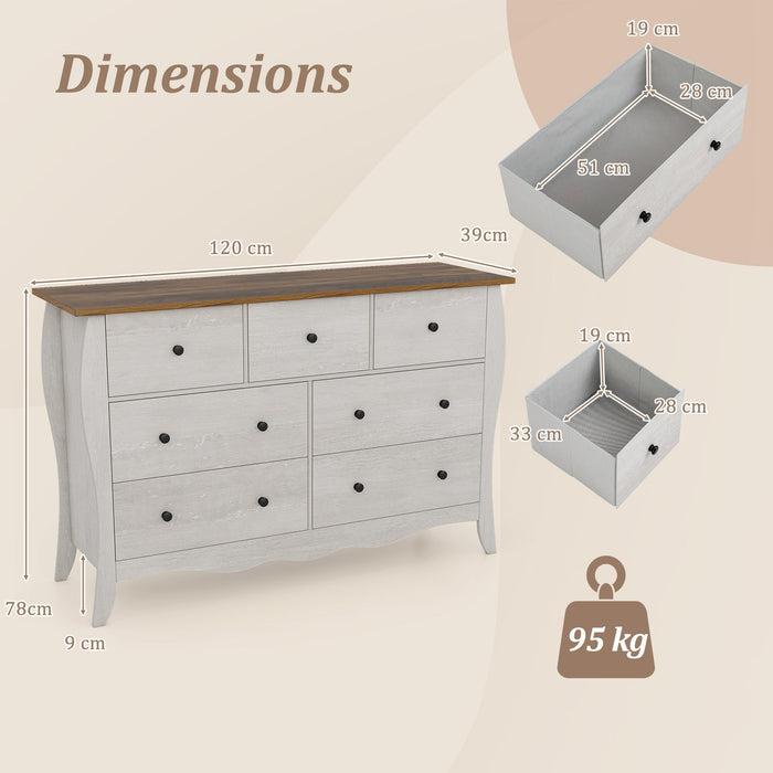 Farmhouse Dresser for Bedroom with 3 Folding Fabric Drawers-
