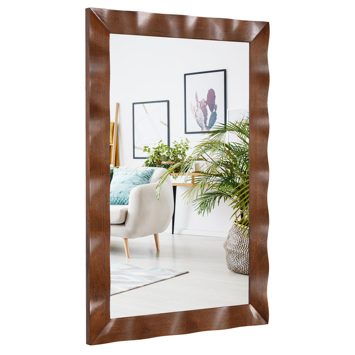 Farmhouse Wall Mirror Rubber Wood Rustic Style Wall Mirror-