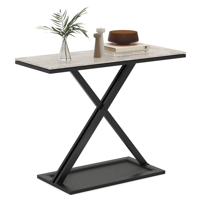 Faux Marble Top Metal Frame Entryway Console Table